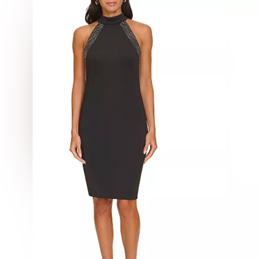 NWT Calvin Klein Embellishments Halter Sheath